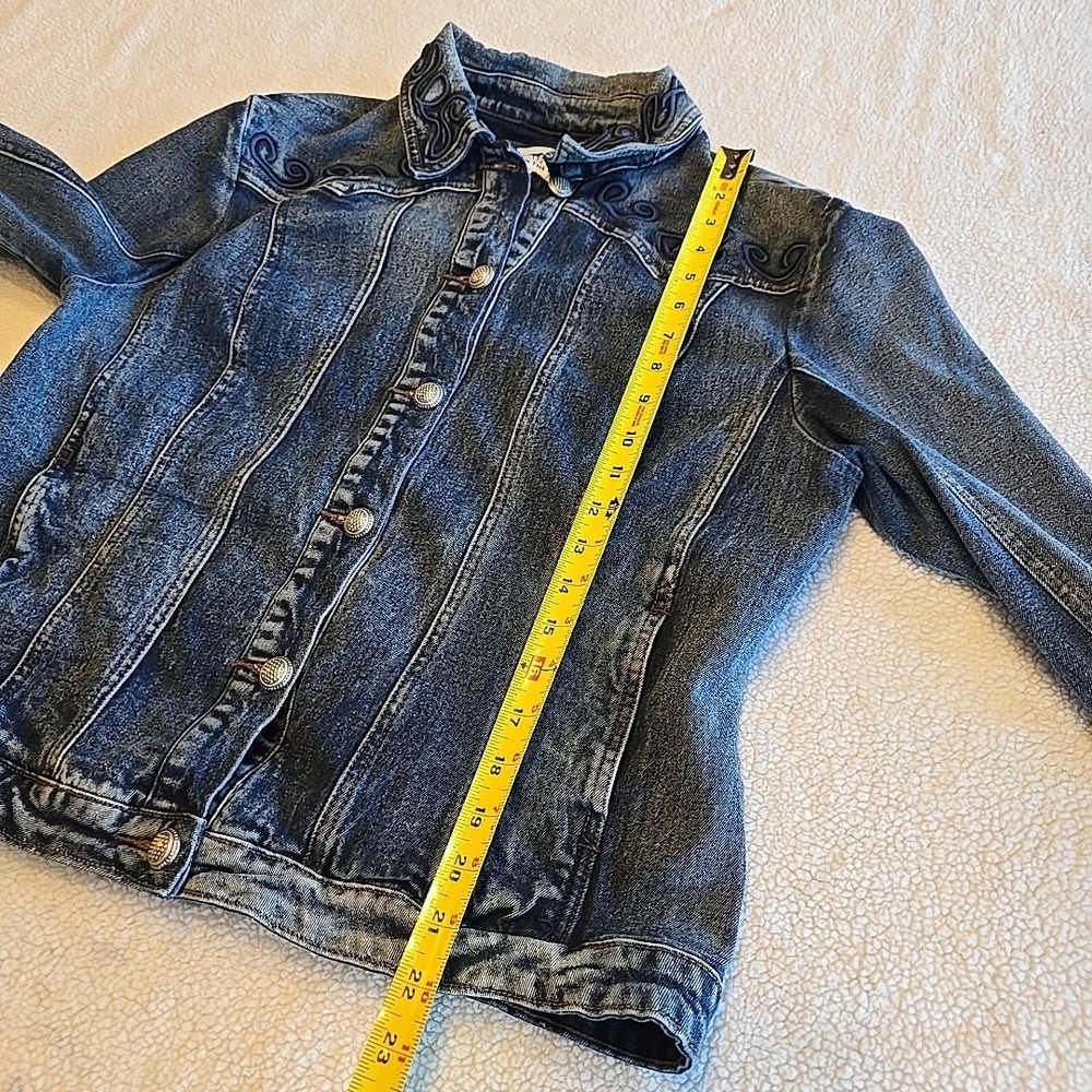 Back In The Saddle Womens L Denim Jacket Southwestern Detail Embroidery Rodeo - Picture 12 of 13